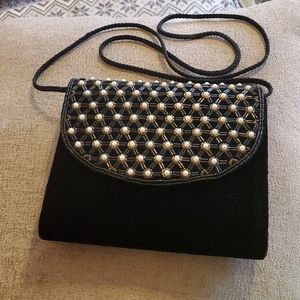 Vintage generic black felt purse